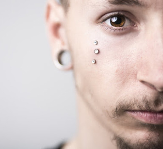 A person with facial piercings
