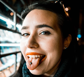 A person with a tongue piercing